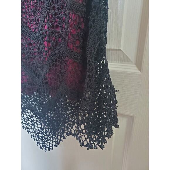 Kroshetta By Papillon Handmade Witchy Crochet Beaded Fringe Midi Dress Sz Medium - Picture 11 of 12